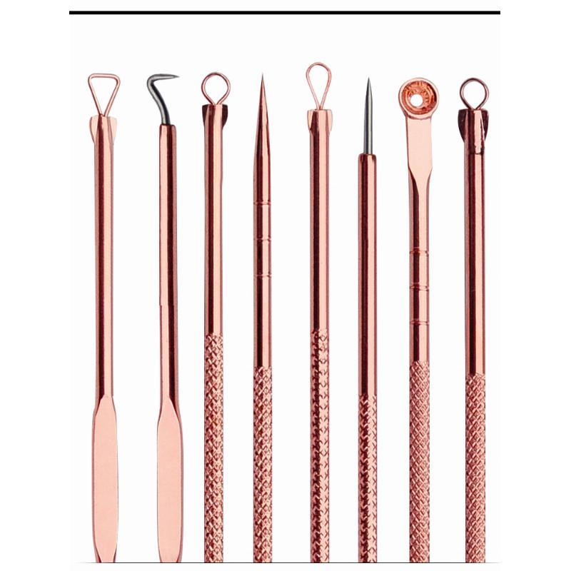 Wholesale 4 piece Rose gold color blackhead remover acne needle set tool kit Wholesale 4 piece Rose gold color blackhead remover acne needle set tool kit