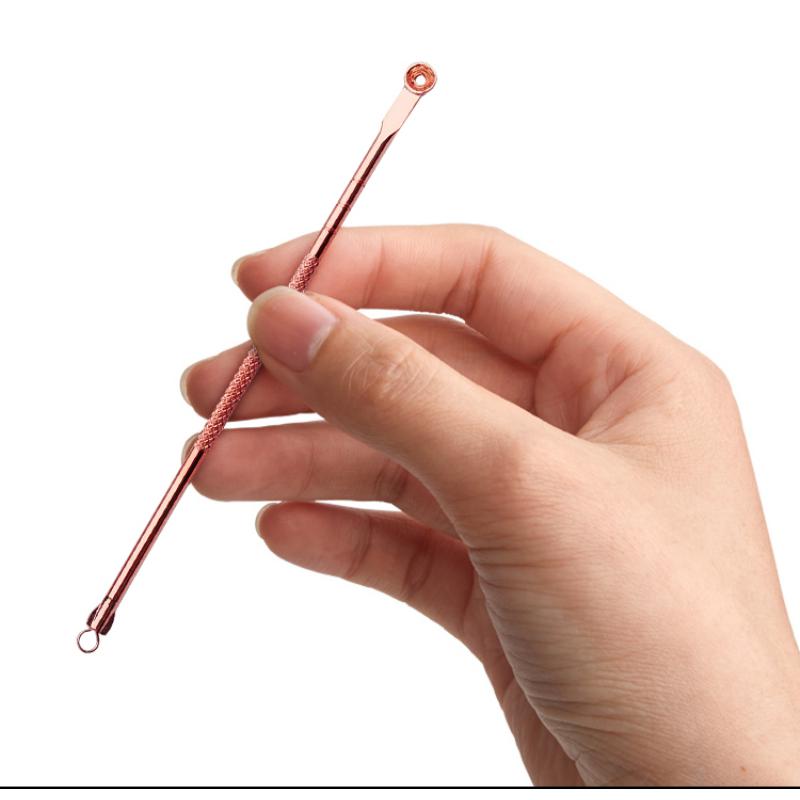 Wholesale 4 piece Rose gold color blackhead remover acne needle set tool kit Wholesale 4 piece Rose gold color blackhead remover acne needle set tool kit