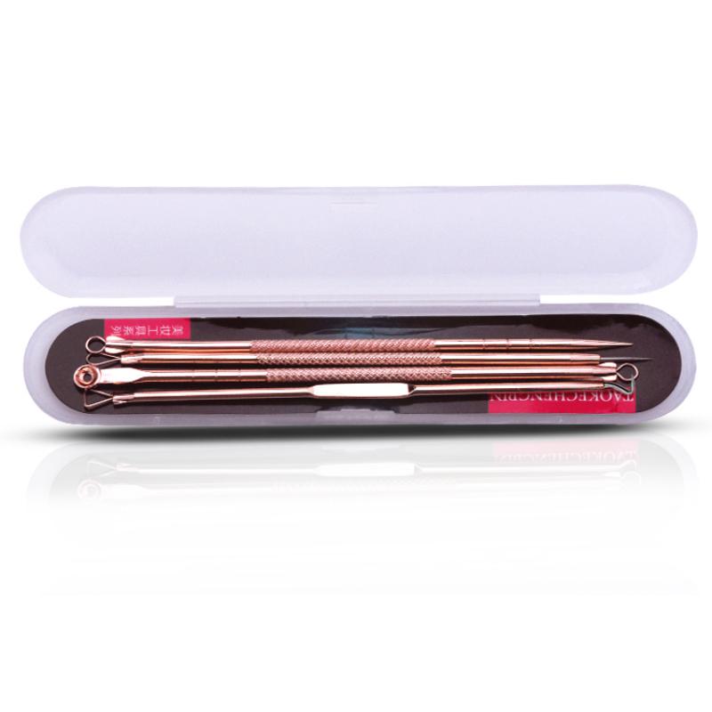 Wholesale 4 piece Rose gold color blackhead remover acne needle set tool kit Wholesale 4 piece Rose gold color blackhead remover acne needle set tool kit