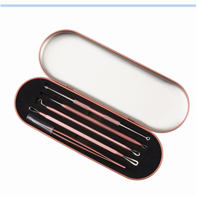 5pcs/set Stainless Steel Blackhead Extractor Set Acne Needle Tweezer Pimple Removal Tools