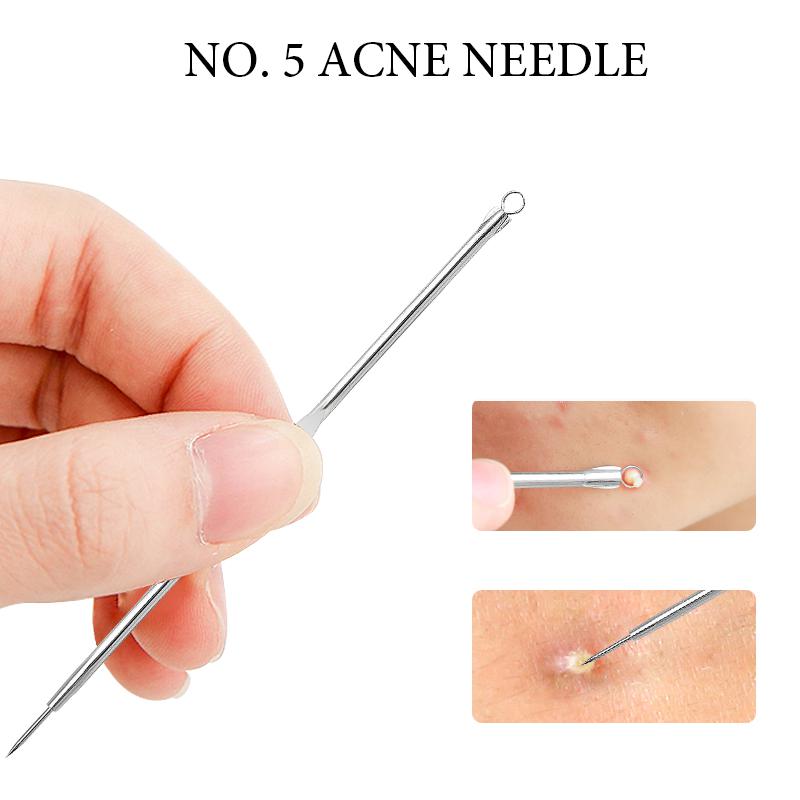 Wholesale 7 piece blackhead remover acne needle set tool kit