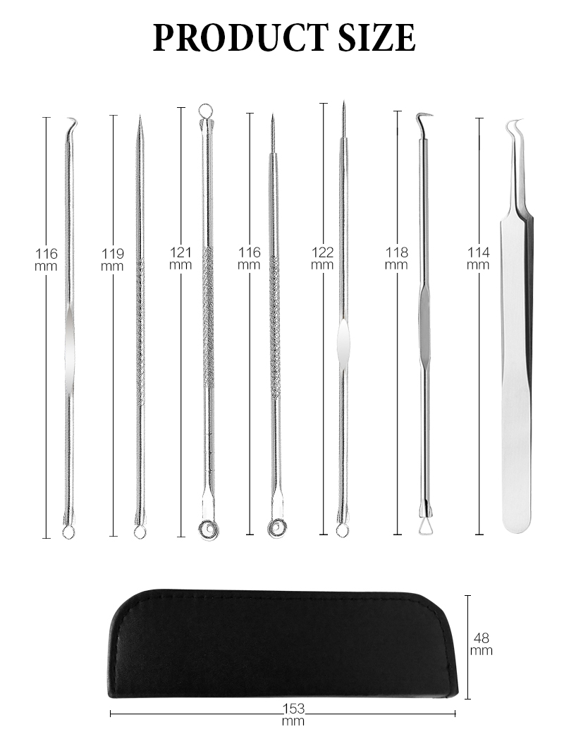 Wholesale 7 piece blackhead remover acne needle set tool kit